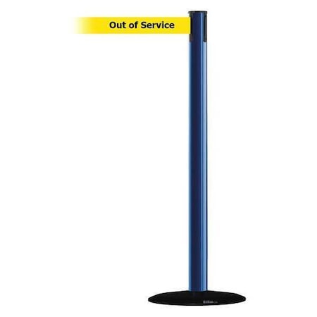 Barrier Post with Belt, Blue, 13 ft Length, 38 in Post Height, Out of Service MPN:889B-33-23-MAX-NO-YEX-C