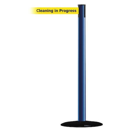 Barrier Post with Belt, Blue, 7 1/2 ft Length, 38 in Post Height, Cleaning in Progress MPN:889B-33-23-STD-NO-YCX-C
