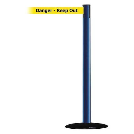 Barrier Post with Belt, Blue, 7 1/2 ft Length, 38 in Post Height, Danger Keep Out MPN:889B-33-23-STD-NO-YDX-C