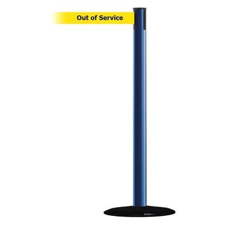 Barrier Post with Belt, Blue, 7 1/2 ft Length, 38 in Post Height, Out of Service MPN:889B-33-23-STD-NO-YEX-C