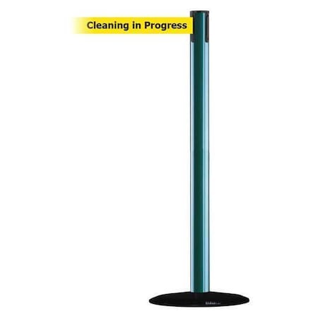 Barrier Post with Belt, Green, 13 ft Length, 38 in Post Height, Cleaning in Progress MPN:889B-33-28-MAX-NO-YCX-C