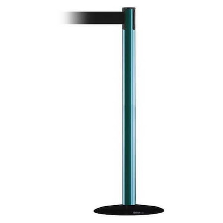 Barrier Post with Belt, Green, 7 1/2 ft Length, 38 in Post Height, No Legend MPN:889B-33-28-STD-NO-B9X-C