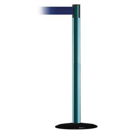 Barrier Post with Belt, Green, 7 1/2 ft Length, 38 in Post Height, No Legend MPN:889B-33-28-STD-NO-L5X-C