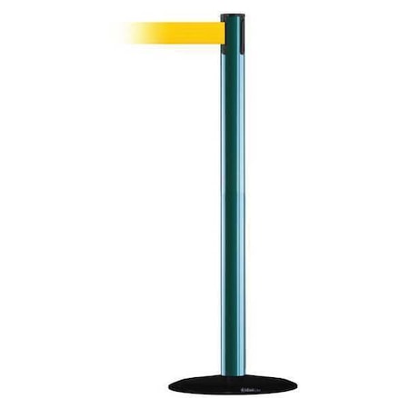 Barrier Post with Belt, Green, 7 1/2 ft Length, 38 in Post Height, No Legend MPN:889B-33-28-STD-NO-Y5X-C