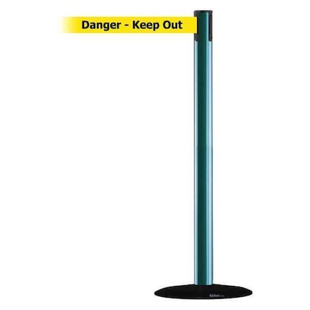 Barrier Post with Belt, Green, 7 1/2 ft Length, 38 in Post Height, Danger Keep Out MPN:889B-33-28-STD-NO-YDX-C