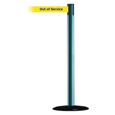Barrier Post with Belt, Green, 7 1/2 ft Length, 38 in Post Height, Out of Service MPN:889B-33-28-STD-NO-YEX-C