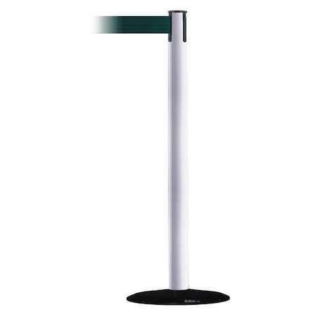 Barrier Post with Belt, White, 13 ft Length, 38 in Post Height, No Legend MPN:889B-33-32-MAX-NO-G6X-C