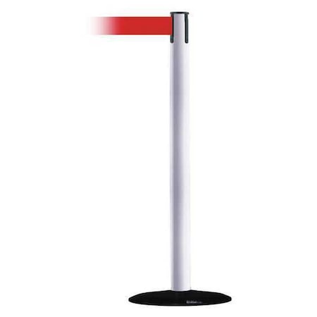 Barrier Post with Belt, White, 13 ft Length, 38 in Post Height, No Legend MPN:889B-33-32-MAX-NO-R5X-C
