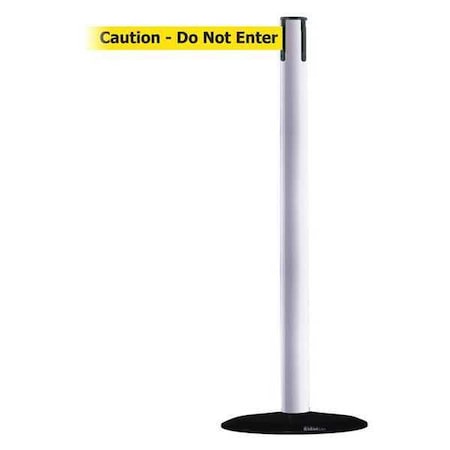 Barrier Post with Belt, White, 13 ft Length, 38 in Post Height, Caution Do Not Enter MPN:889B-33-32-MAX-NO-YAX-C