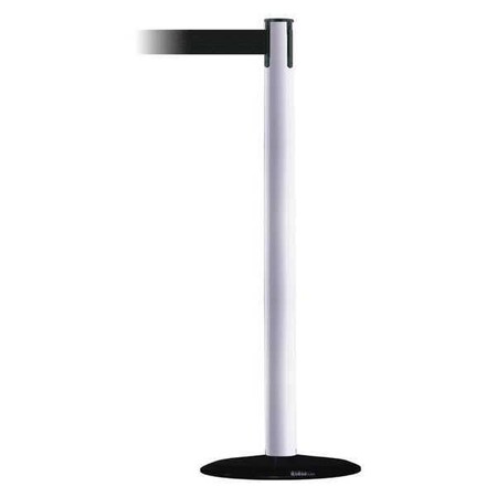Barrier Post with Belt, White, 7 1/2 ft Length, 38 in Post Height, No Legend MPN:889B-33-32-STD-NO-B9X-C