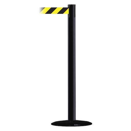Barrier Post with Belt, Black, 13 ft Length, 38 in Post Height, No Legend MPN:889B-33-33-MAX-NO-D4X-C