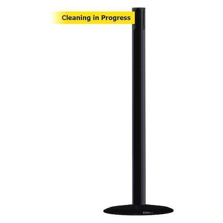 Barrier Post with Belt, Black, 13 ft Length, 38 in Post Height, Cleaning in Progress MPN:889B-33-33-MAX-NO-YCX-C