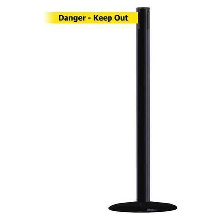Barrier Post with Belt, Black, 13 ft Length, 38 in Post Height, Danger Keep Out MPN:889B-33-33-MAX-NO-YDX-C