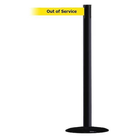 Barrier Post with Belt, Black, 13 ft Length, 38 in Post Height, Out of Service MPN:889B-33-33-MAX-NO-YEX-C