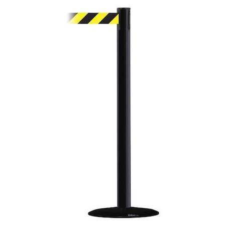 Barrier Post with Belt, Black, 7 1/2 ft Length, 38 in Post Height, No Legend MPN:889B-33-33-STD-NO-D4X-C