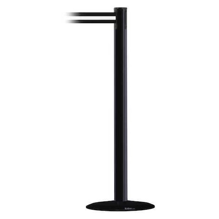 Barrier Post with Belt, Black, 7 1/2 ft Length, 38 in Post Height, No Legend MPN:889B-33-33-STD-NO-S3X-C