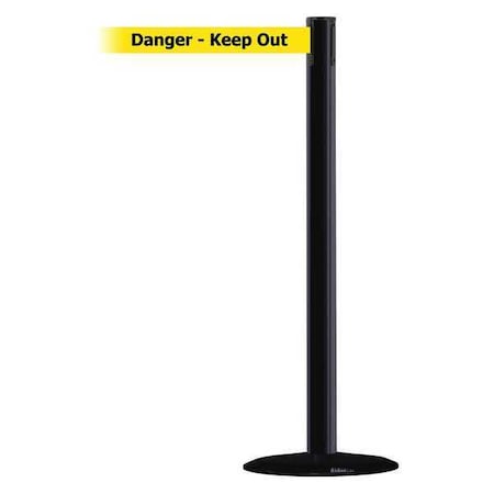 Barrier Post with Belt, Black, 7 1/2 ft Length, 38 in Post Height, Danger Keep Out MPN:889B-33-33-STD-NO-YDX-C