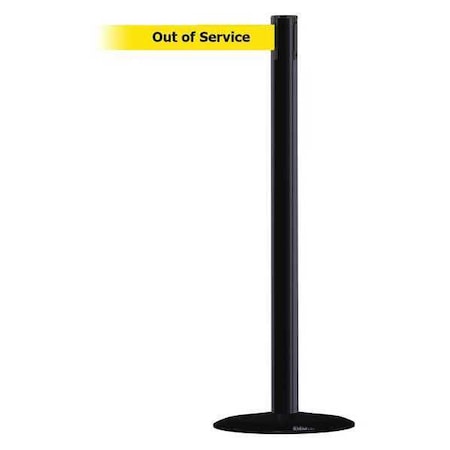 Barrier Post with Belt, Black, 7 1/2 ft Length, 38 in Post Height, Out of Service MPN:889B-33-33-STD-NO-YEX-C