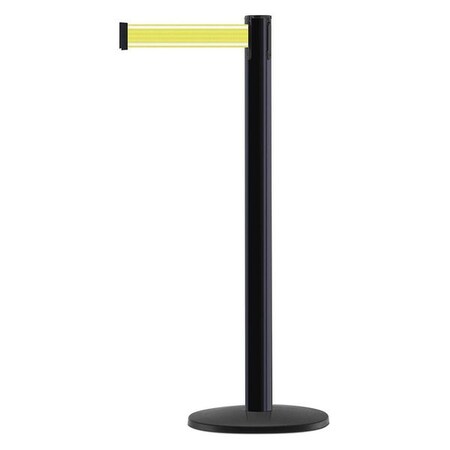 Barrier Post with Belt, Black, 7 1/2 ft Length, 38 in Post Height, No Legend, Powder Coated MPN:889B-33-33-STD-Y5-NV-C