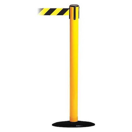 Barrier Post with Belt, Yellow, 13 ft Length, 38 in Post Height, No Legend MPN:889B-33-35-MAX-NO-D4X-C