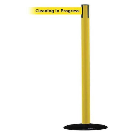 Barrier Post with Belt, Yellow, 13 ft Length, 38 in Post Height, Cleaning in Progress MPN:889B-33-35-MAX-NO-YCX-C