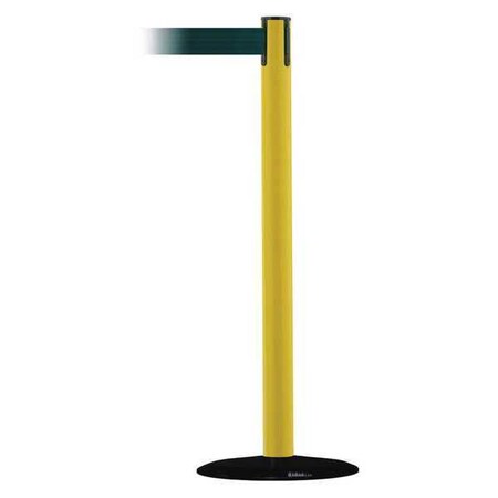 Barrier Post with Belt, Yellow, 7 1/2 ft Length, 38 in Post Height, No Legend MPN:889B-33-35-STD-NO-G6X-C