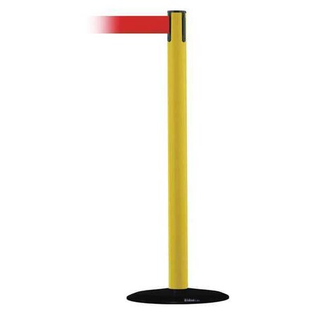 Barrier Post with Belt, Yellow, 7 1/2 ft Length, 38 in Post Height, No Legend MPN:889B-33-35-STD-NO-R5X-C
