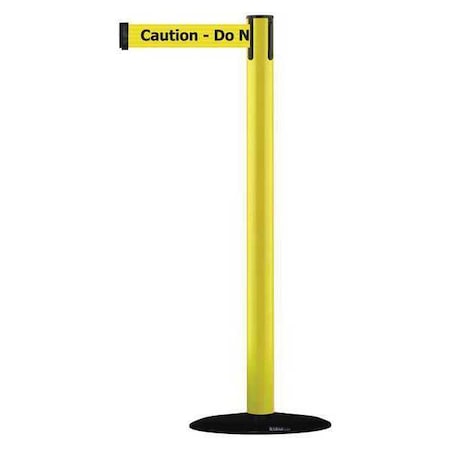 Barrier Post with Belt, Yellow, 7 1/2 ft Length, 38 in Post Height, Caution Do Not Enter MPN:889B-33-35-STD-NO-YAX-C