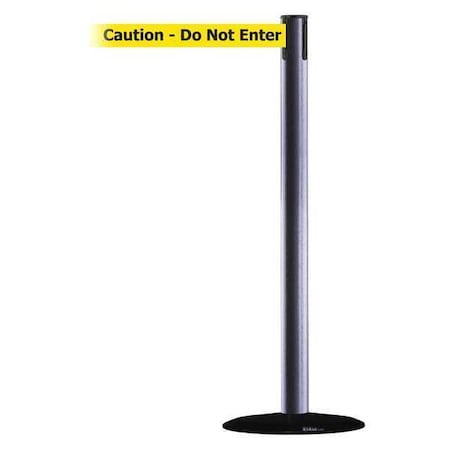 Barrier Post with Belt, Hammertone Gray, 13 ft Length, 38 in Post Height, Caution Do Not Enter MPN:889B-33-73-MAX-NO-YAX-C