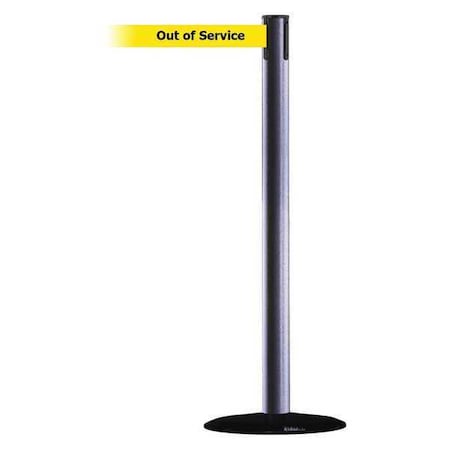 Barrier Post with Belt, Hammertone Gray, 13 ft Length, 38 in Post Height, Out of Service MPN:889B-33-73-MAX-NO-YEX-C
