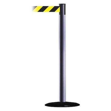 Barrier Post with Belt, Hammertone Gray, 7 1/2 ft Length, 38 in Post Height, No Legend MPN:889B-33-73-STD-NO-D4X-C