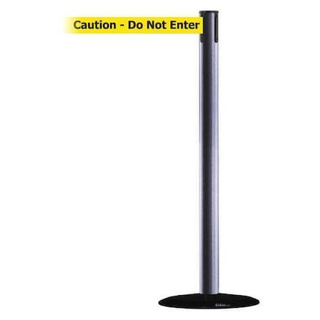 Barrier Post with Belt, Hammertone Gray, 7 1/2 ft Length, 38 in Post Height, Caution Do Not Enter MPN:889B-33-73-STD-NO-YAX-C