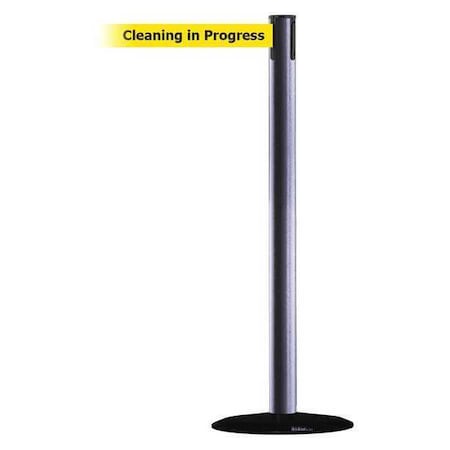 Barrier Post with Belt, Hammertone Gray, 7 1/2 ft Length, 38 in Post Height, Cleaning in Progress MPN:889B-33-73-STD-NO-YCX-C