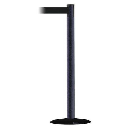Barrier Post with Belt, Black Wrinkle, 7 1/2 ft Length, 38 in Post Height, No Legend MPN:889B-33-89-MAX-NO-B9X-C