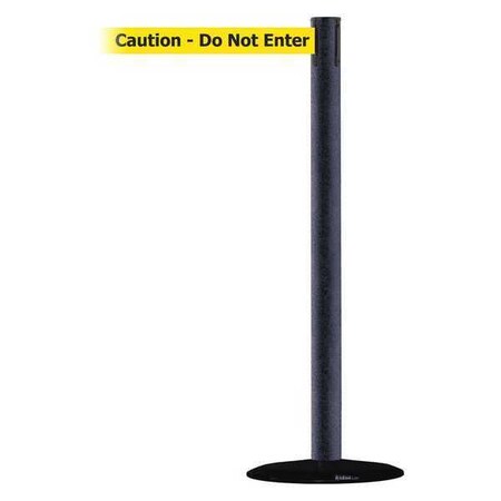 Barrier Post with Belt, Black Wrinkle, 13 ft Length, 38 in Post Height, Caution Do Not Enter MPN:889B-33-89-MAX-NO-YAX-C