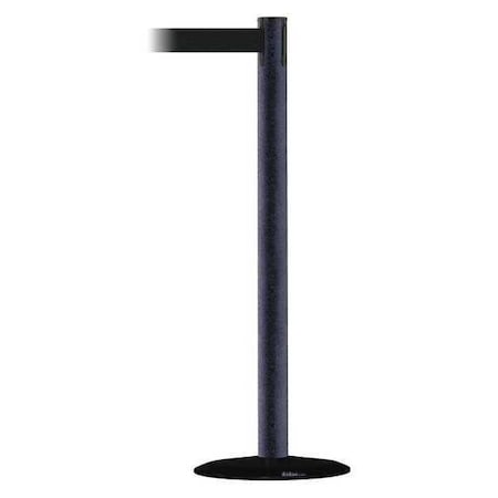 Barrier Post with Belt, Black Wrinkle, 7 1/2 ft Length, 38 in Post Height, No Legend MPN:889B-33-89-STD-NO-B9X-C