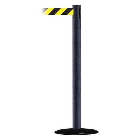 Barrier Post with Belt, Black Wrinkle, 7 1/2 ft Length, 38 in Post Height, No Legend MPN:889B-33-89-STD-NO-D4X-C