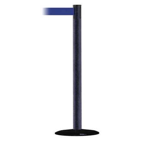 Barrier Post with Belt, Black Wrinkle, 7 1/2 ft Length, 38 in Post Height, No Legend MPN:889B-33-89-STD-NO-L5X-C