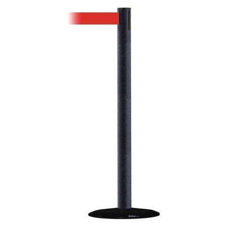 Barrier Post with Belt, Black Wrinkle, 7 1/2 ft Length, 38 in Post Height, No Legend MPN:889B-33-89-STD-NO-R5X-C