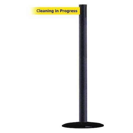 Barrier Post with Belt, Black Wrinkle, 7 1/2 ft Length, 38 in Post Height, Cleaning in Progress MPN:889B-33-89-STD-NO-YCX-C