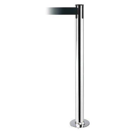 Barrier Post with Belt, 7 1/2 ft Length, 36 1/2 in Post Height, No Legend, Polished chrome MPN:889F-1P-1P-STD-NO-G7X-C