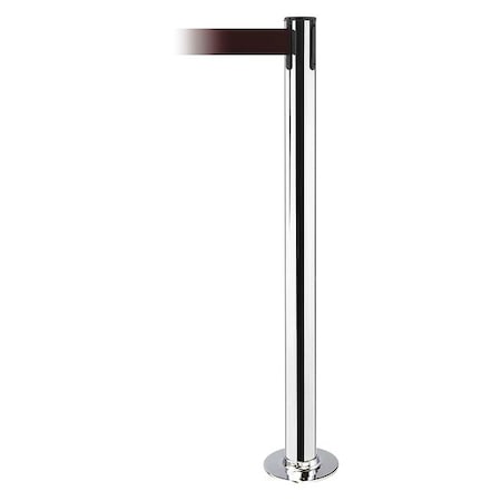 Barrier Post with Belt, 7 1/2 ft Length, 36 1/2 in Post Height, No Legend, Polished chrome MPN:889F-1P-1P-STD-NO-R7X-C