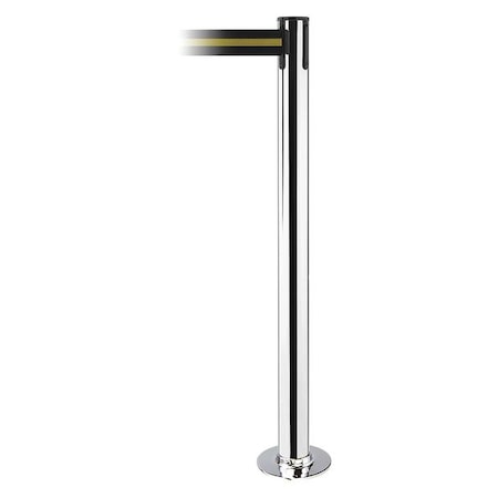 Barrier Post with Belt, 7 1/2 ft Length, 36 1/2 in Post Height, No Legend, Polished chrome MPN:889F-1P-1P-STD-NO-S4X-C