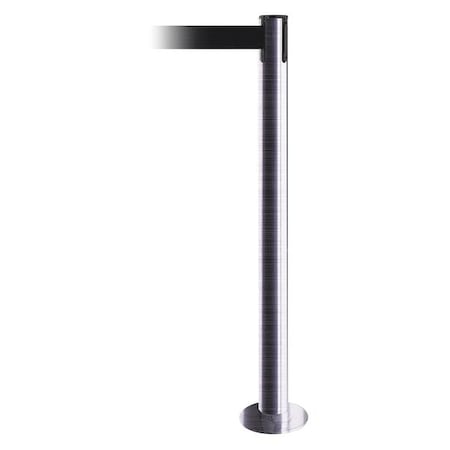 Barrier Post with Belt, 13 ft Length, 36 1/2 in Post Height, No Legend, Satin Chrome MPN:889F-1S-1S-MAX-NO-B9X-C
