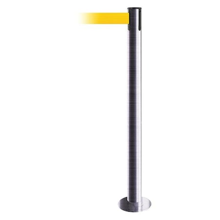 Barrier Post with Belt, 13 ft Length, 36 1/2 in Post Height, No Legend, Satin Chrome MPN:889F-1S-1S-MAX-NO-Y5X-C