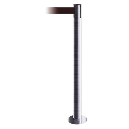 Barrier Post with Belt, 7 1/2 ft Length, 36 1/2 in Post Height, No Legend, Satin Chrome MPN:889F-1S-1S-STD-NO-R7X-C