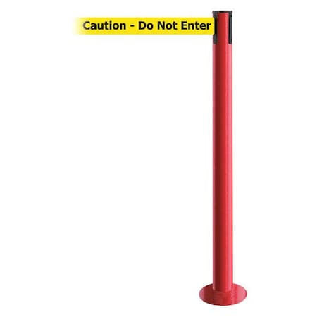 Barrier Post with Belt, Red, 13 ft Length, 36 1/2 in Post Height, Caution Do Not Enter MPN:889F-21-21-MAX-NO-YAX-C