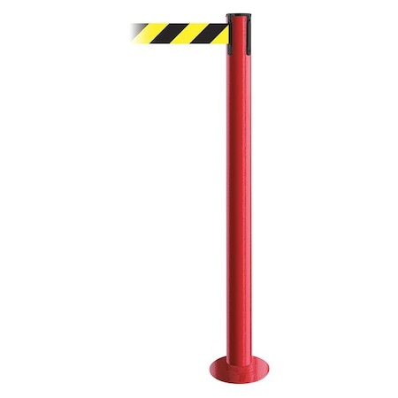 Barrier Post with Belt, Red, 7 1/2 ft Length, 36 1/2 in Post Height, No Legend MPN:889F-21-21-STD-NO-D4X-C