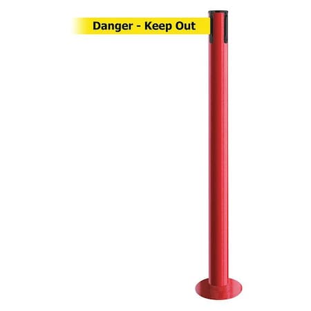 Barrier Post with Belt, Red, 7 1/2 ft Length, 36 1/2 in Post Height, Danger Keep Out MPN:889F-21-21-STD-NO-YDX-C