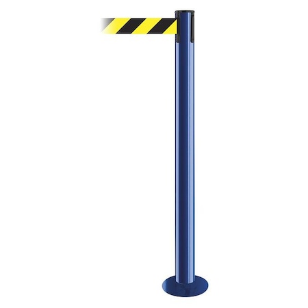Barrier Post with Belt, Blue, 13 ft Length, 36 1/2 in Post Height, No Legend MPN:889F-23-23-MAX-NO-D4X-C